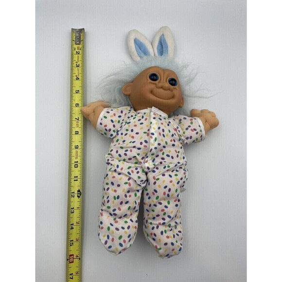 Russ Troll Kidz Doll 12” Easter Bunny With Blue Hair Vinyl Face Soft Body - Picture 7 of 9